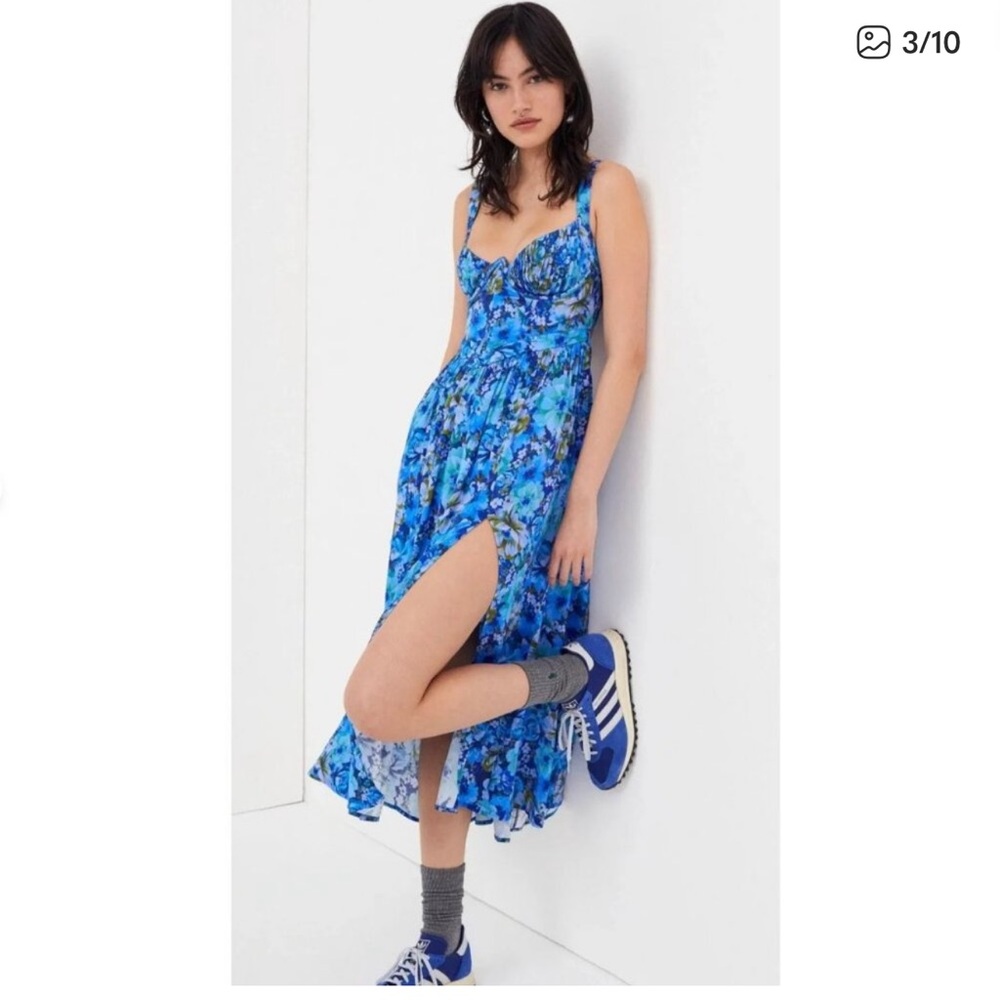 For Love And Lemons Vibrant Blue Floral Dress